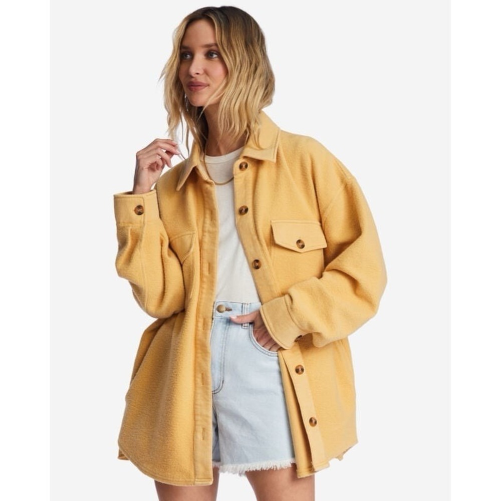 BILLABONG Women ANY TIME OVERSIZED Warm Soft SHACKET - Marigold Medium